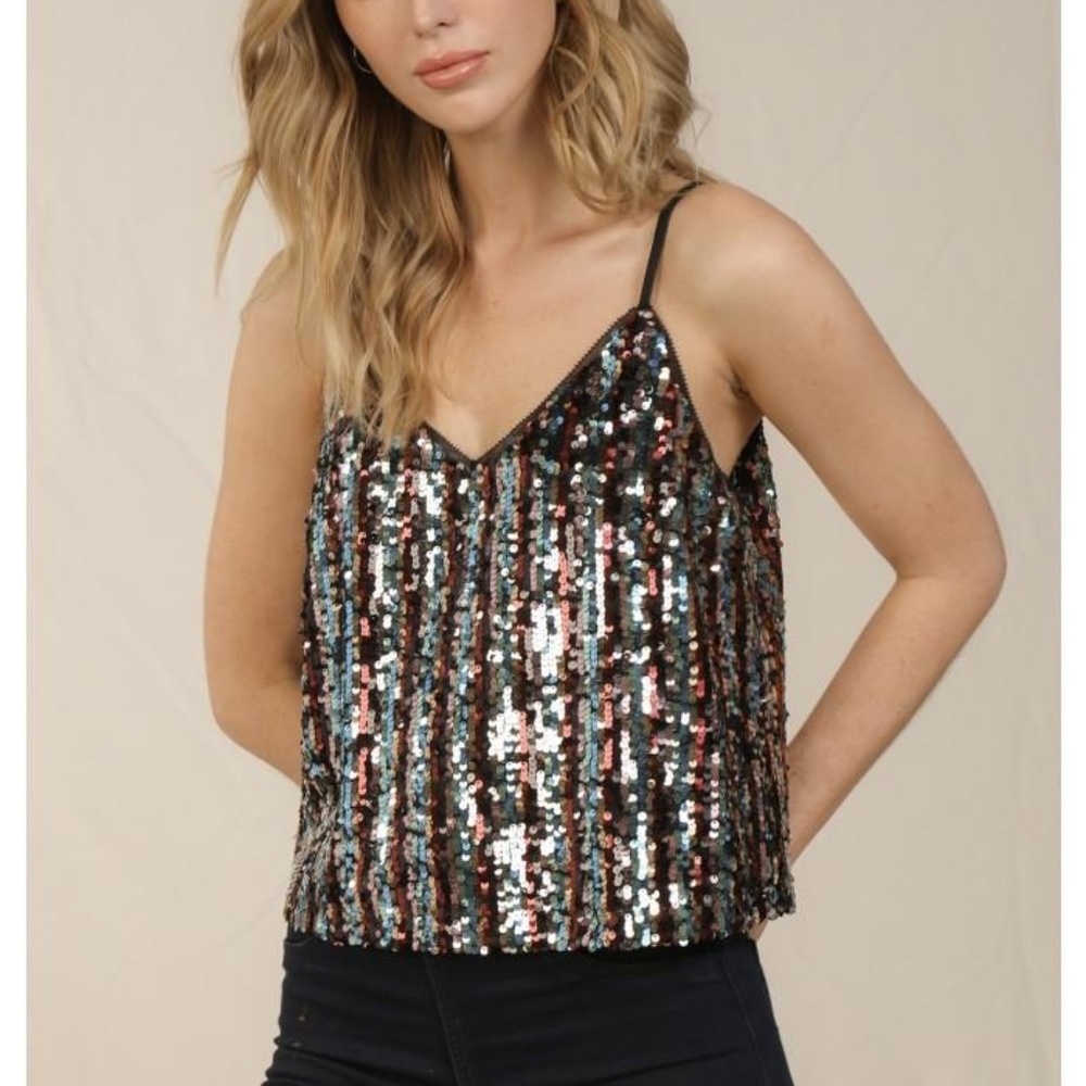 Rainbow Sequin Cami Top